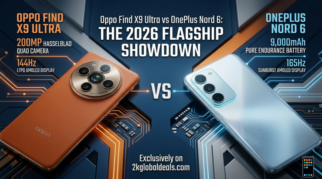 Oppo Find X9 Ultra vs OnePlus Nord 6 flagship showdown 2026 comparison infographic