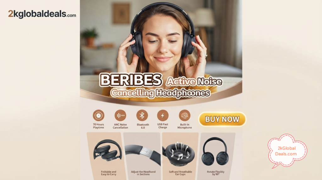 Beribes Active Noise Cancelling Headphones Review 