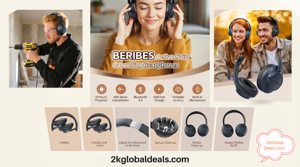 Beribes Active Noise Cancelling Headphones Review